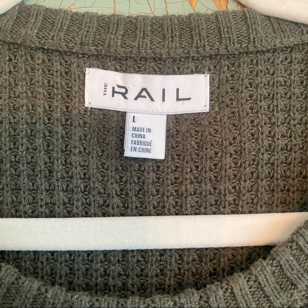 The Rail Olive Green Knit Side Zip Crew Neck Sweater - Picture 2 of 6